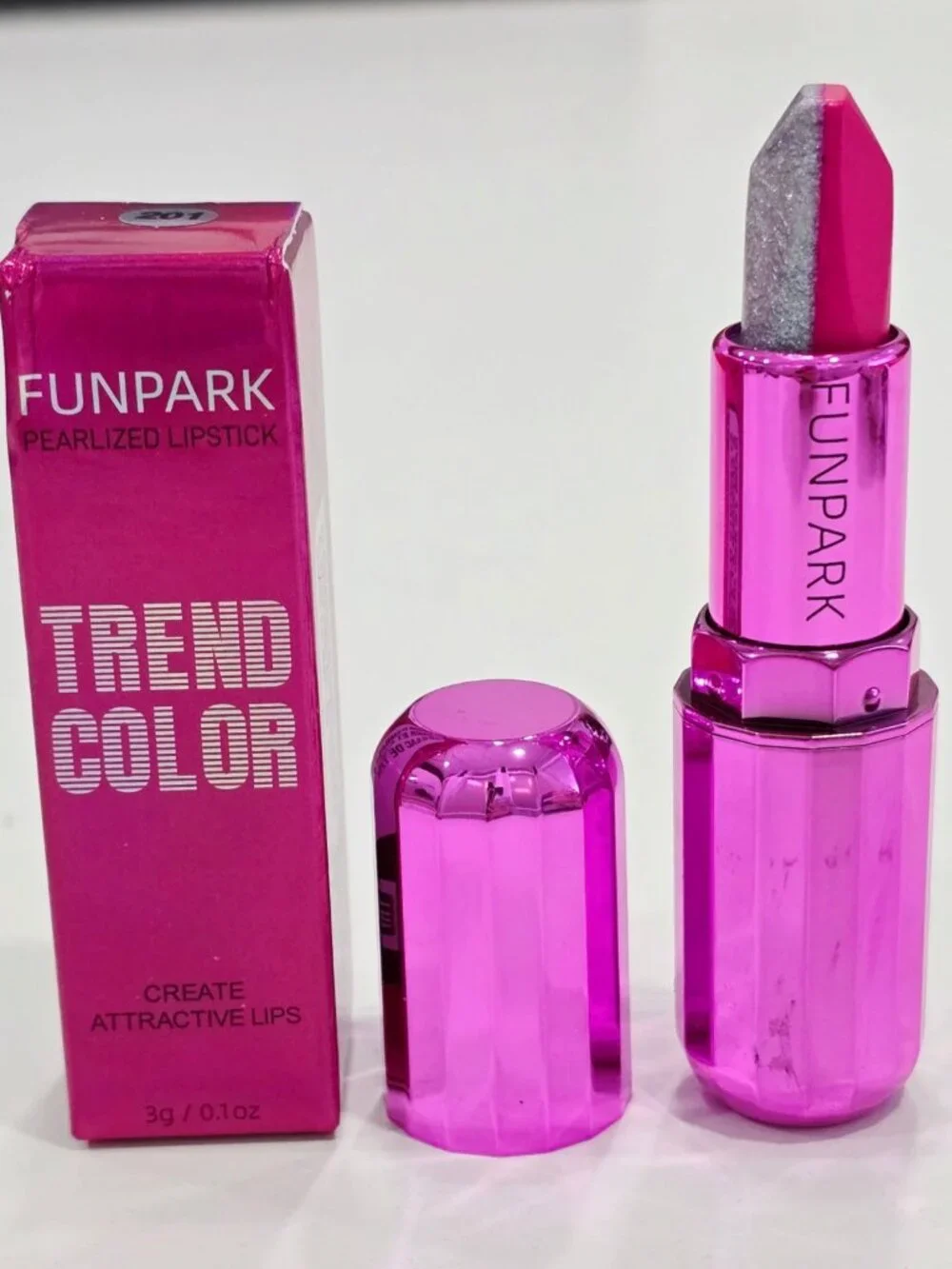 Funpark ✦ Pearlized Dual-Tone Lipstick Trend Color ✦ Pink Silver Shimmer 3g NWT